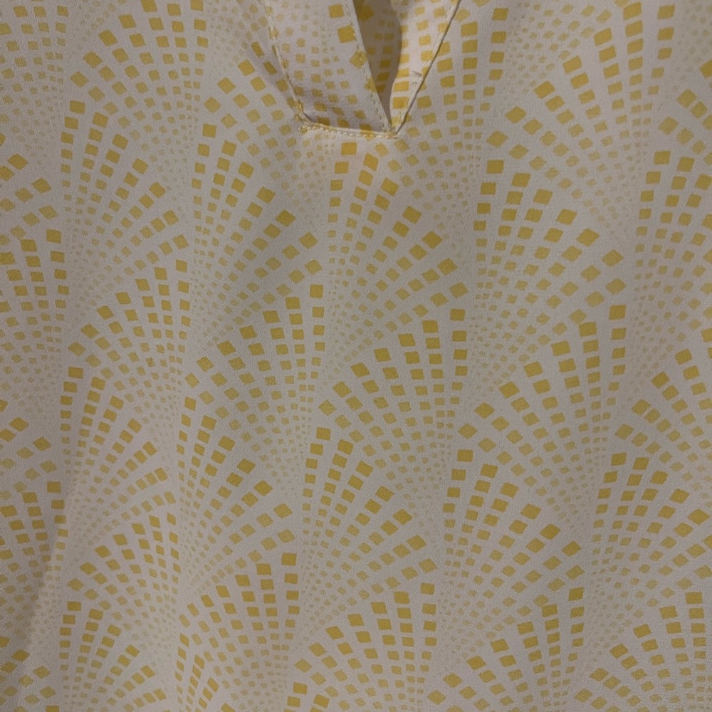 Pretty Yellow Patterned Office Blouse - image 2